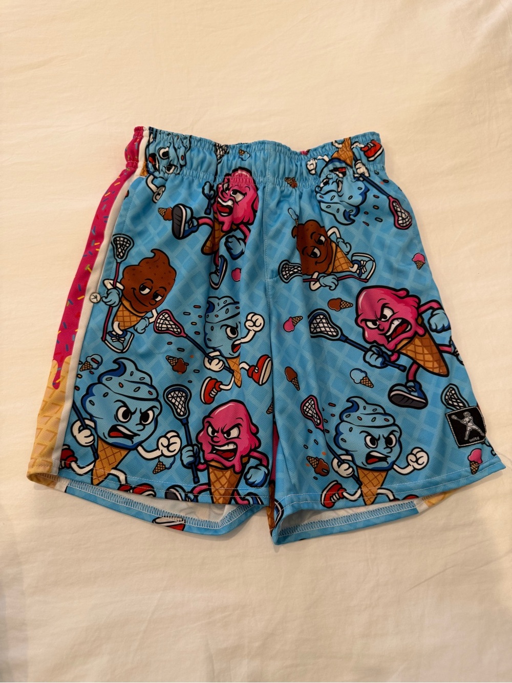 Kids Blue Ice Cream Lacrosse unlimited size small  Print Athletic Shorts